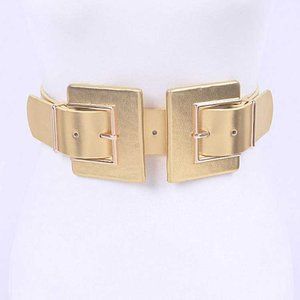 BNWT Metallic Plus Size Elastic Double Buckle Fashion Belt